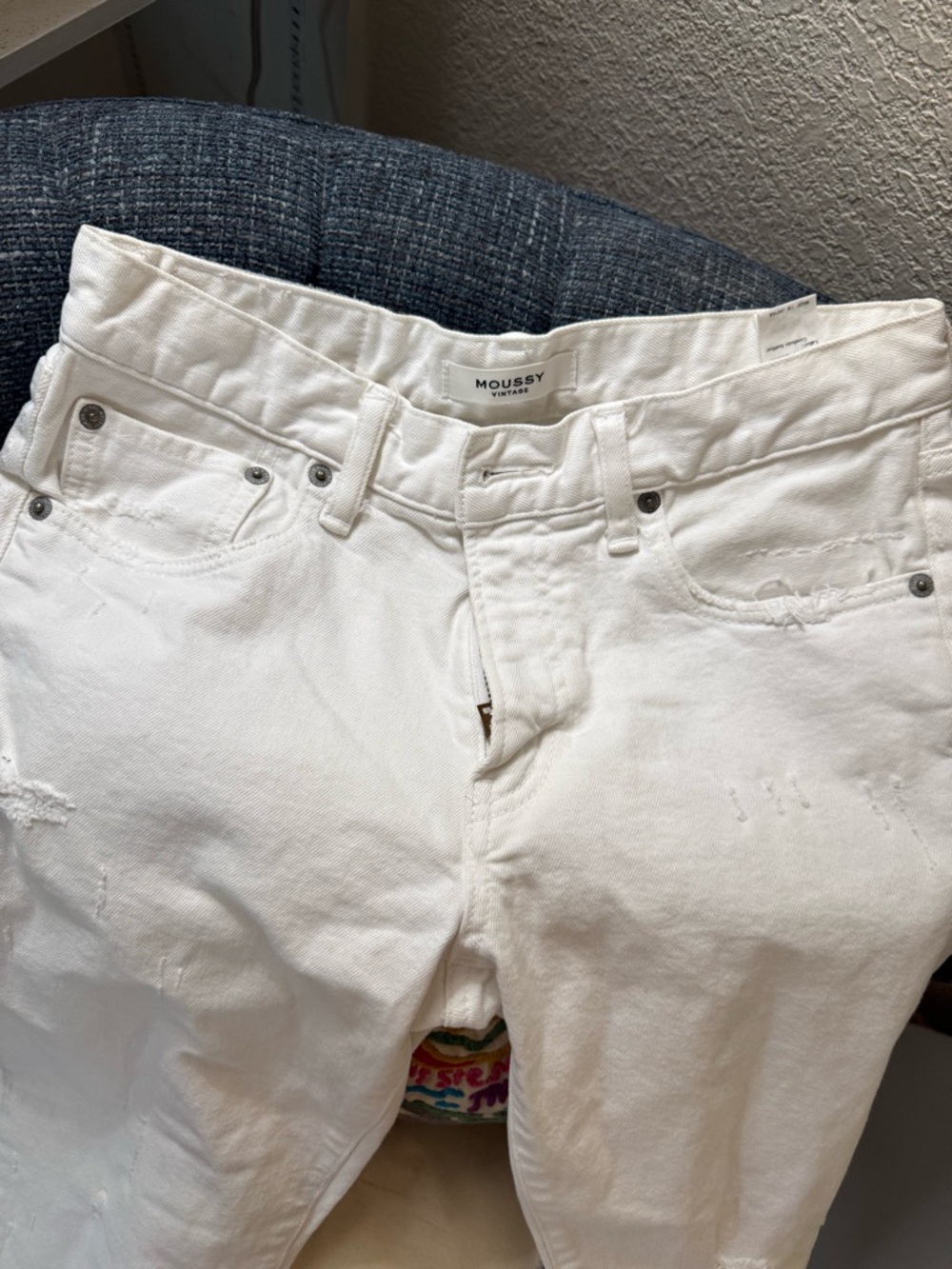 Moussy White Skinny Distressed Jeans